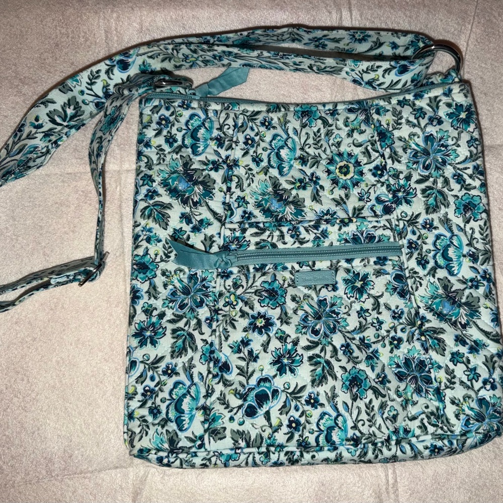 Vera Bradley Teal Floral Quilted Crossbody in Cloud Vine